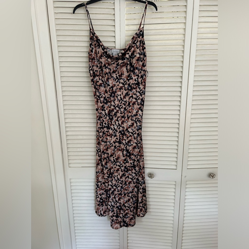 Satin Cowl Neck Slip Midi Dress